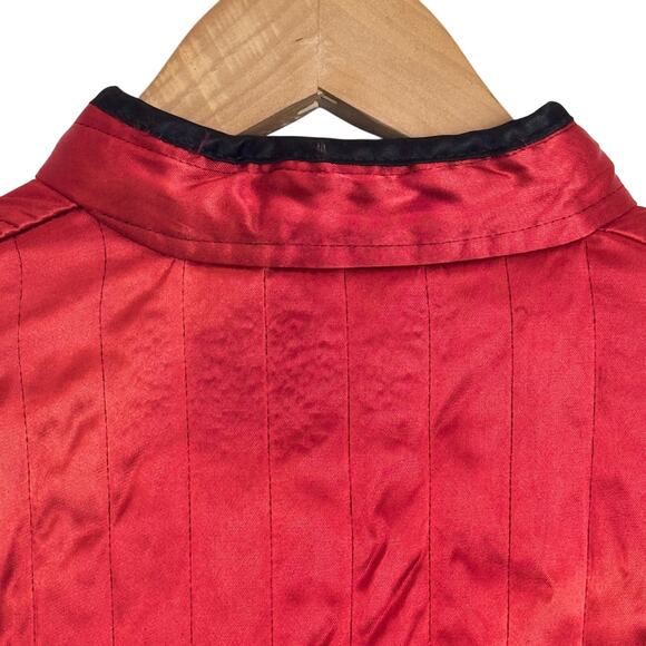 Vintage Neiman-Marcus Quilted Satin Jacket Frog Closures Mandarin Collar M Red - Picture 10 of 16
